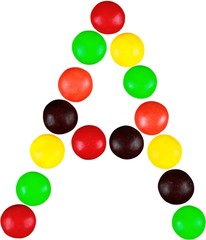 Letter A made out of candy