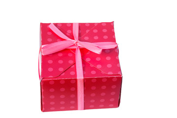 Red gift box isolated on white background