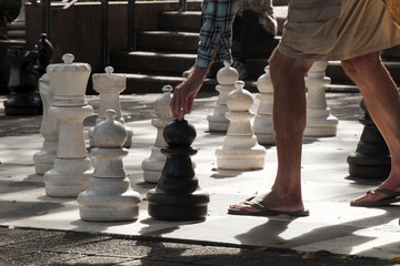 Sydney Australia, playing giant chess in Hyde Park on an autumn afternoon