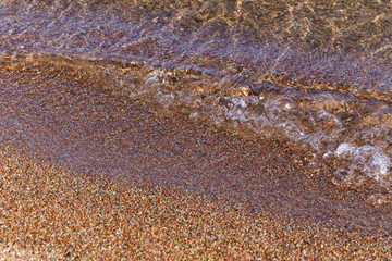 Blue clear water. Sea, lake, sun, beach, vacation Background for inserting images and text. Tourism, travel.