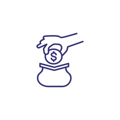 Small cash purse line icon