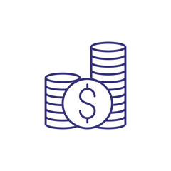Stacks of coins line icon