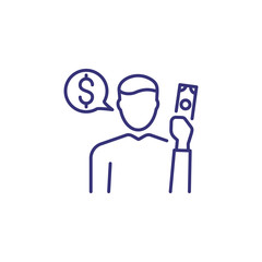 Thinking about money line icon