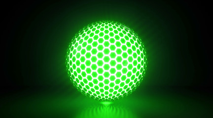 Glowing Honeycomb Light Sphere - 3D Illustration