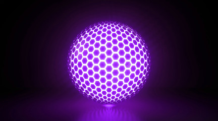 Glowing Honeycomb Light Sphere - 3D Illustration