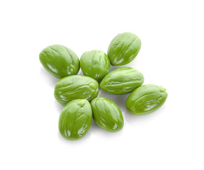 Parkia speciosa seeds or bitter bean on white background