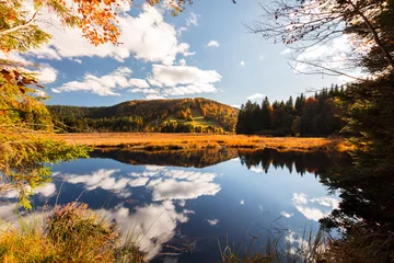 Papier Peint photo Nature Paysage d'automne dans les Vosges alsace lac de Lispach