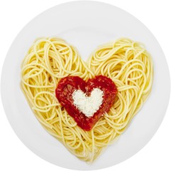Heart-Shaped Spaghetti and Tomato Sauce