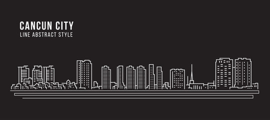Cityscape Building Line art Vector Illustration design - cancun city