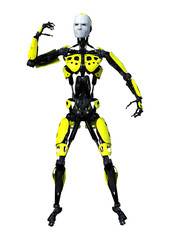 3D Rendering Male Robot on White