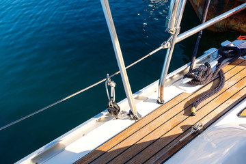 Deck of sailing yacht from teak