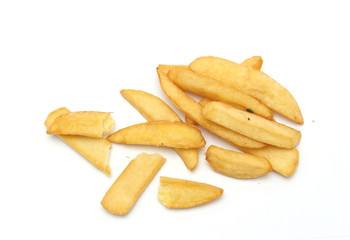 french fried on white background
