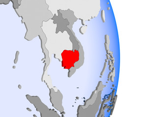 Fototapeta premium Cambodia on globe