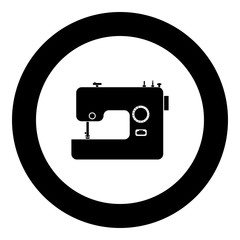 Sewing machine icon black color in round circle