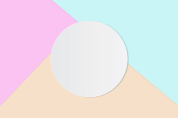 White circle paper and space for text on pastel color background