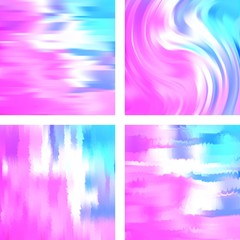 Set with abstract blurred backgrounds. Vector illustration. Modern geometrical backdrop. Abstract template. Pink, blue, white colors.