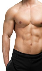 Fototapeta na wymiar Chest and arms of a physically fit shirtless male