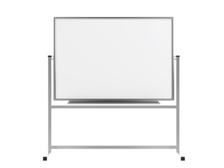 Empty whiteboard (magnetic board) isolated on white. Mockup template - 3D rendering