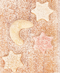 Winter cookies on wooden board