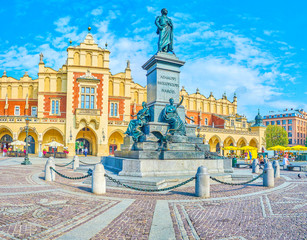 Fototapeta premium The monument to Adam Mickiewicz, Krakow, poland