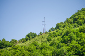 high-voltage line in the mountains