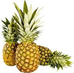 Fototapeta premium Ripe tropical pineapples on white background