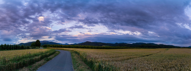 Germany, XXL Black forest mountain landscape panorama in twilight