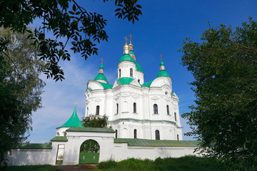 Fototapeta na wymiar Cathedral of the Nativity of the Blessed Virgin in Kozelets, Chernihiv region, Ukraine. An important architectural monument in the style of Ukrainian and Elizabethan baroque. Built in 1752-1763 years.