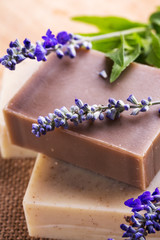 Homemade Soap with Lavender Flowers