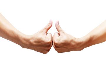 two hands with thumb  turn to each other