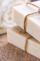 Beautiful spa setting with handmade soap