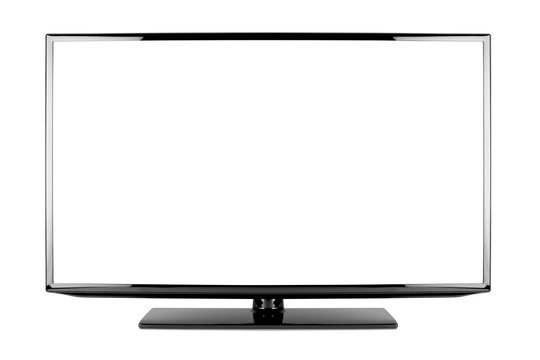 empty black flat tv screen computer monitor display panel television isolated on white background