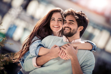 Couple in love sharing emotions
