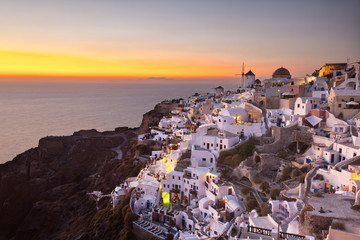 Oia Windmills At Dusk, Santorini