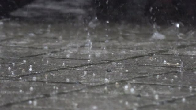 rain with hail on the street