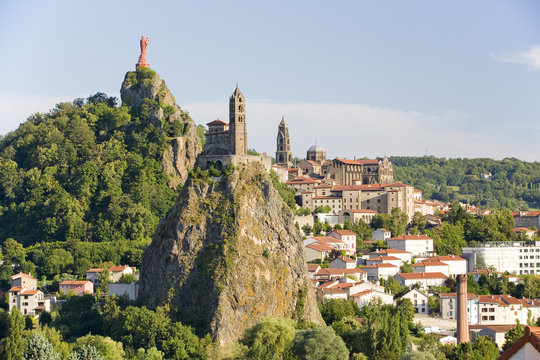 Le Puy en Velay and Chapelle Saint Michel d'Aiguilhe, Auvergne, France.