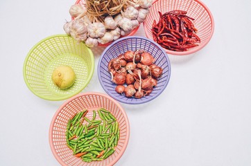 mix thai spices on white background
