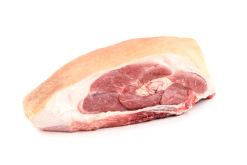 Raw pork shoulder isolated on white background.