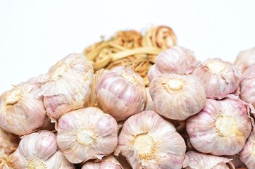garlic on white background