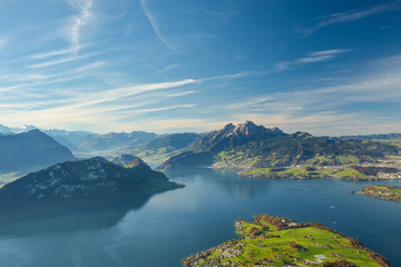 Beautiful view on Lake Lucerne and Mount Pilatus