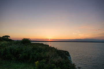Sunset over Bournemouth and Old Harry Rocks Wildlife.