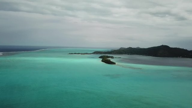 Taha and Bora Bora aerial view panorama landscape French Polynesia Tahiti