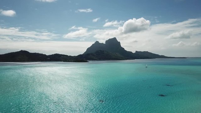Taha and Bora Bora aerial view panorama landscape French Polynesia Tahiti