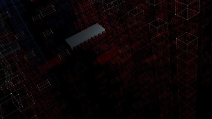 3d render abstract background. Tech geometry shapes that goes up and down. 