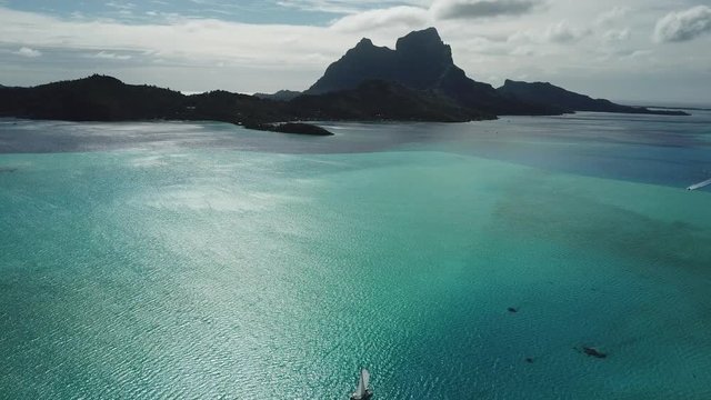 Taha and Bora Bora aerial view panorama landscape French Polynesia Tahiti
