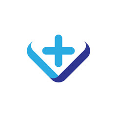 Fototapeta premium 3D V logo letter with plus