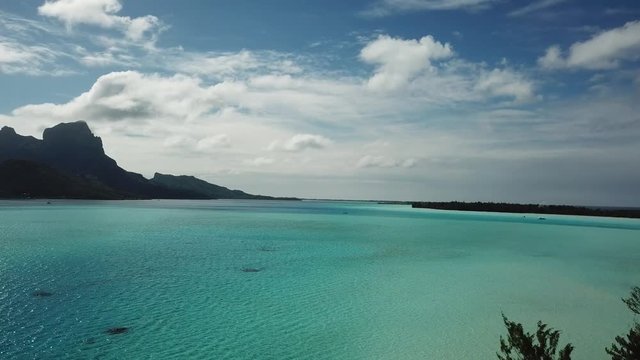 Taha and Bora Bora aerial view panorama landscape French Polynesia Tahiti