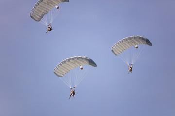Skydivers approach the ground
