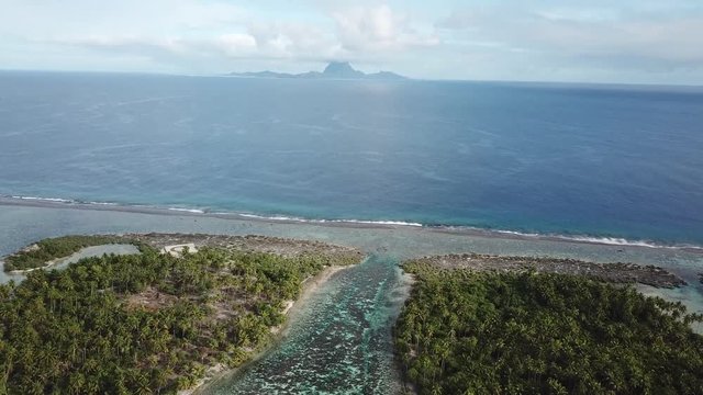 Taha and Bora Bora aerial view panorama landscape French Polynesia tahiti