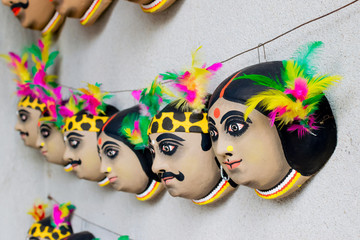Chhau or Chhou masks on diaplay for sale